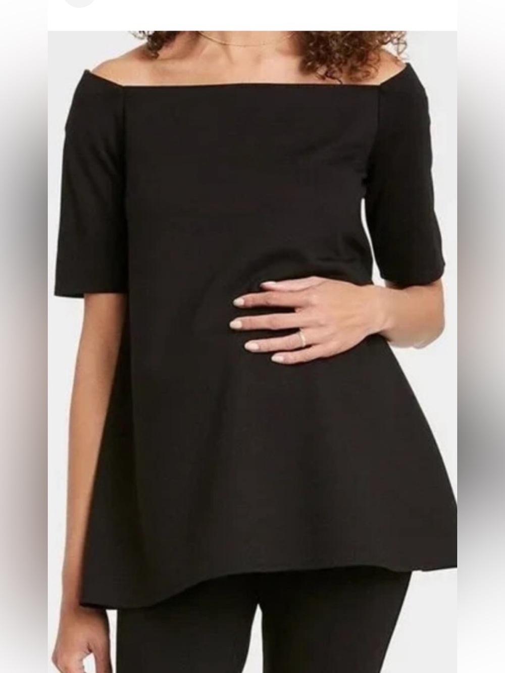 Beautiful Black Women’s Short Sleeve Scoop Neck Top by The Nines by Hatch